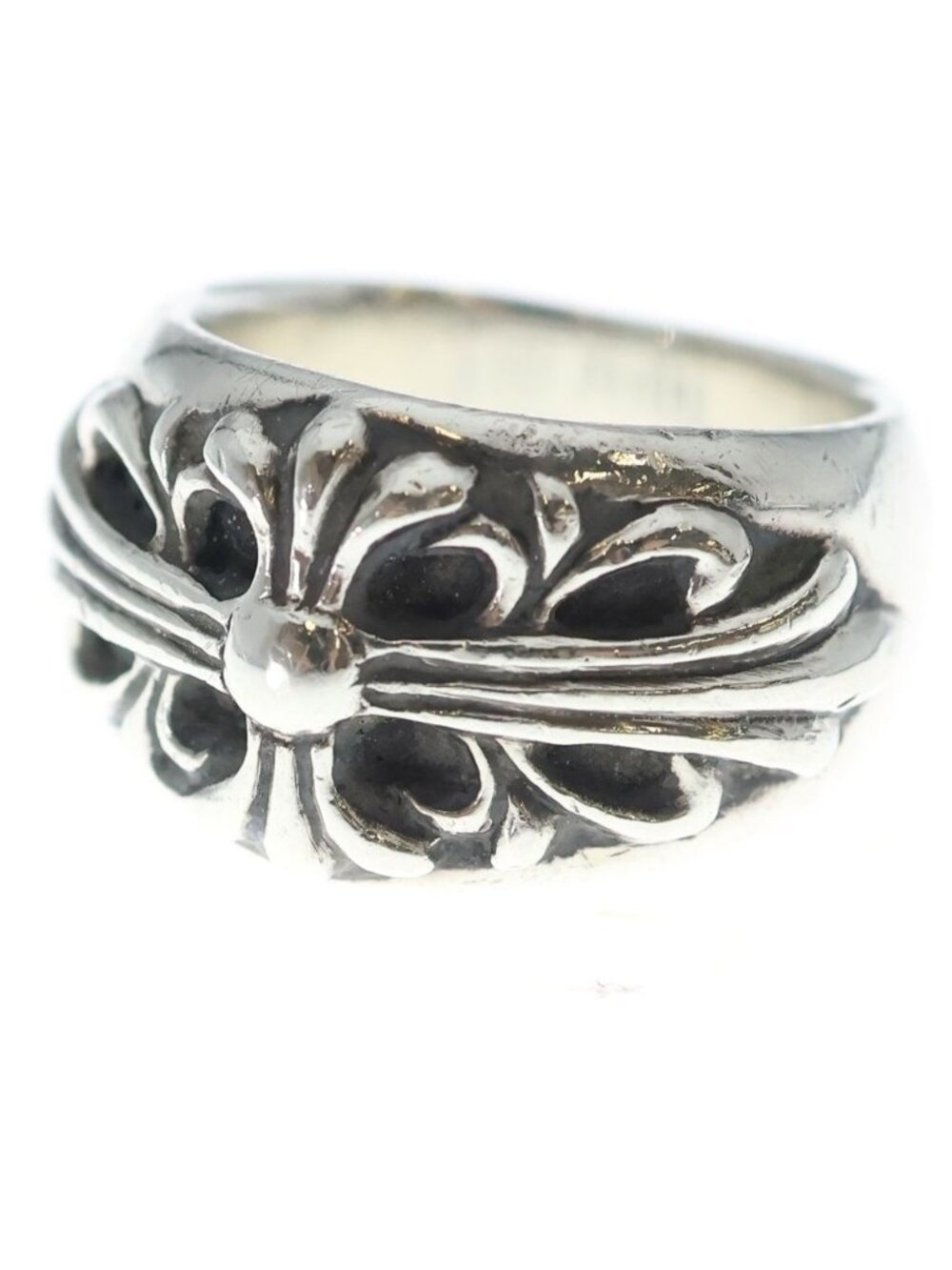Chrome Hearts Flrl Crs Floral Cross Ring Silver